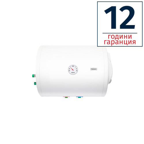 БОЙЛЕР TEDAN COMBI INOX 50Лл, хоризонтален, неръждаем, една серпентина, изводи отляво, ел. отдясно, тръби отдолу, 2kW